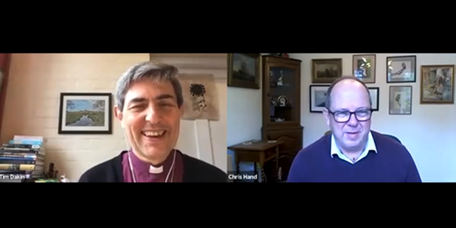 Bishop Tim in conversation with Chris Hand, CEO of the YMCA Fairthorne Group