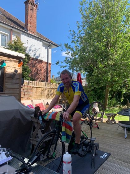 Bournemouth vicar completes indoor cycling challenge for Christian Aid Week