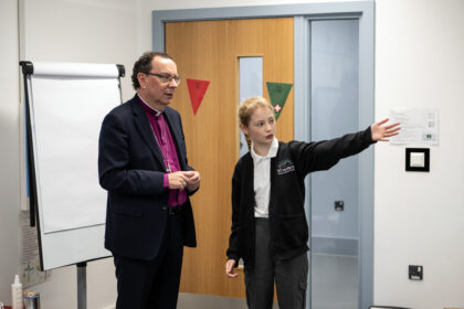 School Children Give Bishop Philip a Thumbs Up