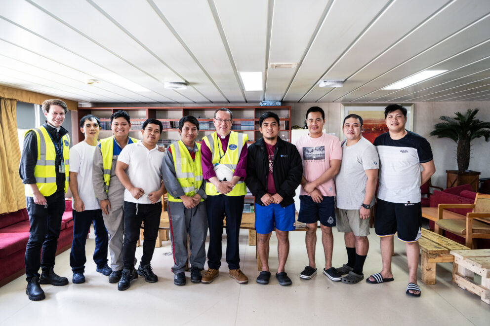 Bishop Philip Listens to the Stories of Seafarers at Southampton Docks